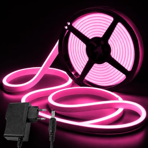 Image of HEADLY 16.4 Feet LED Neon Strip Lights, with 12V Adapter, Waterproof IP65, Silicone Flexible Rope Light for Home Wall Decor | Neon Lights | 5 Meter |