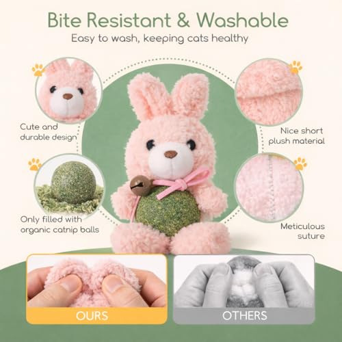 Jouets pour chat avec herbe à chat lapin interactif de salon - 3