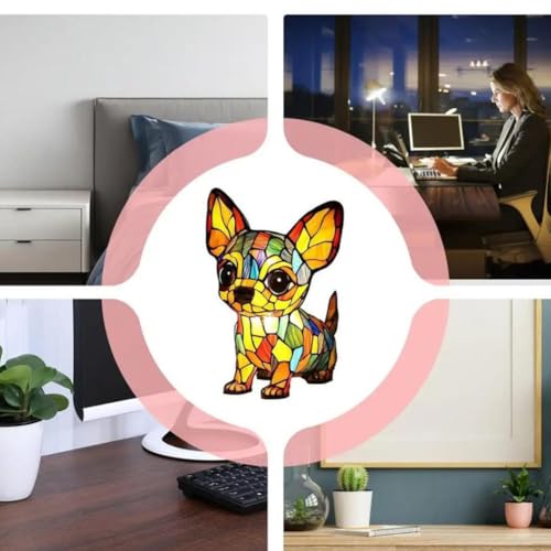 Lámpara de mesa de noche con diseño de perro Chihuahua miniatura 4