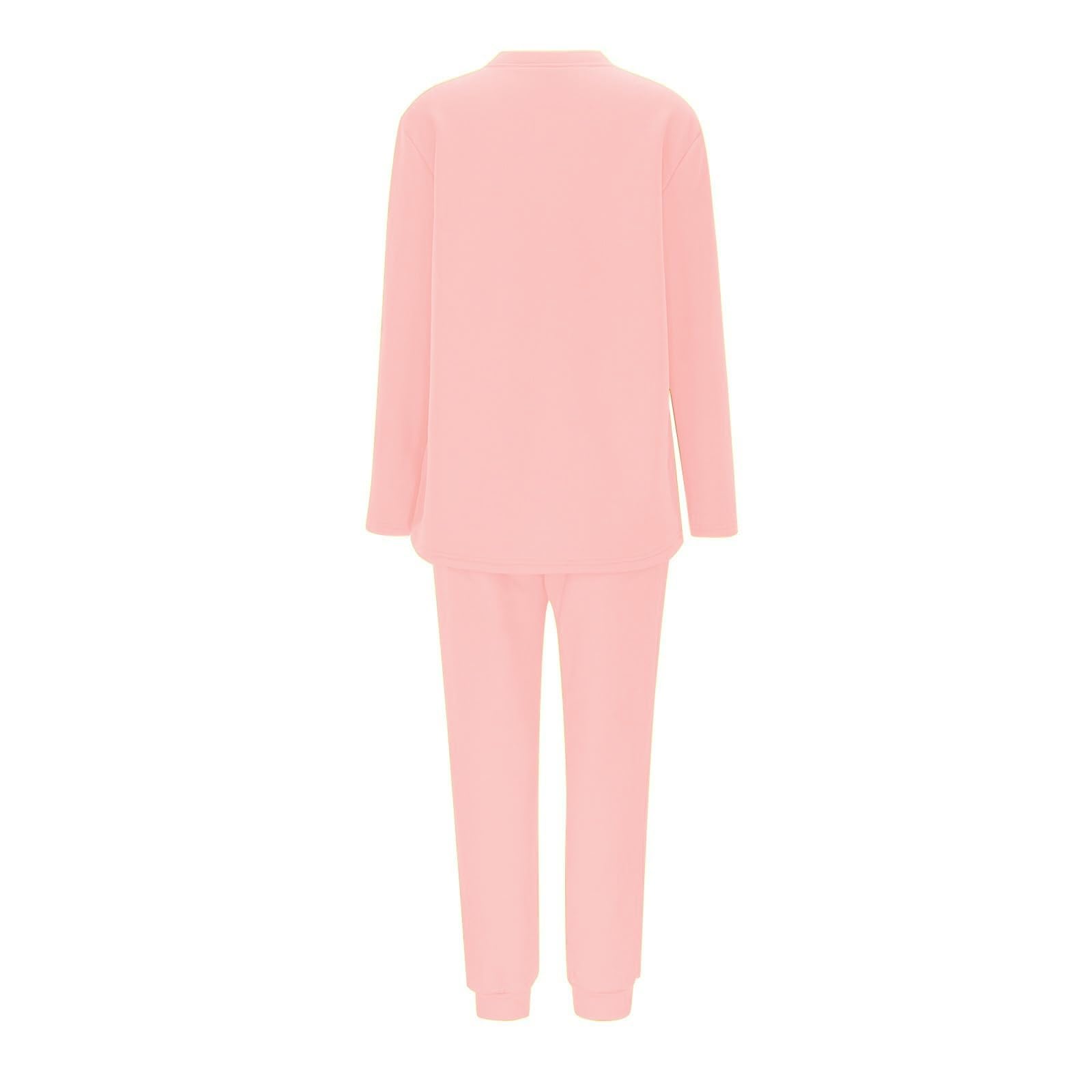 Conjunto de Pijama de Sudadera y Pantalones con Forro para Mujer para Calidez Invernal con Traje de Felpa Tops cómodos y Holgados Ropa de Estar por casa cálida de Invierno para Mujer