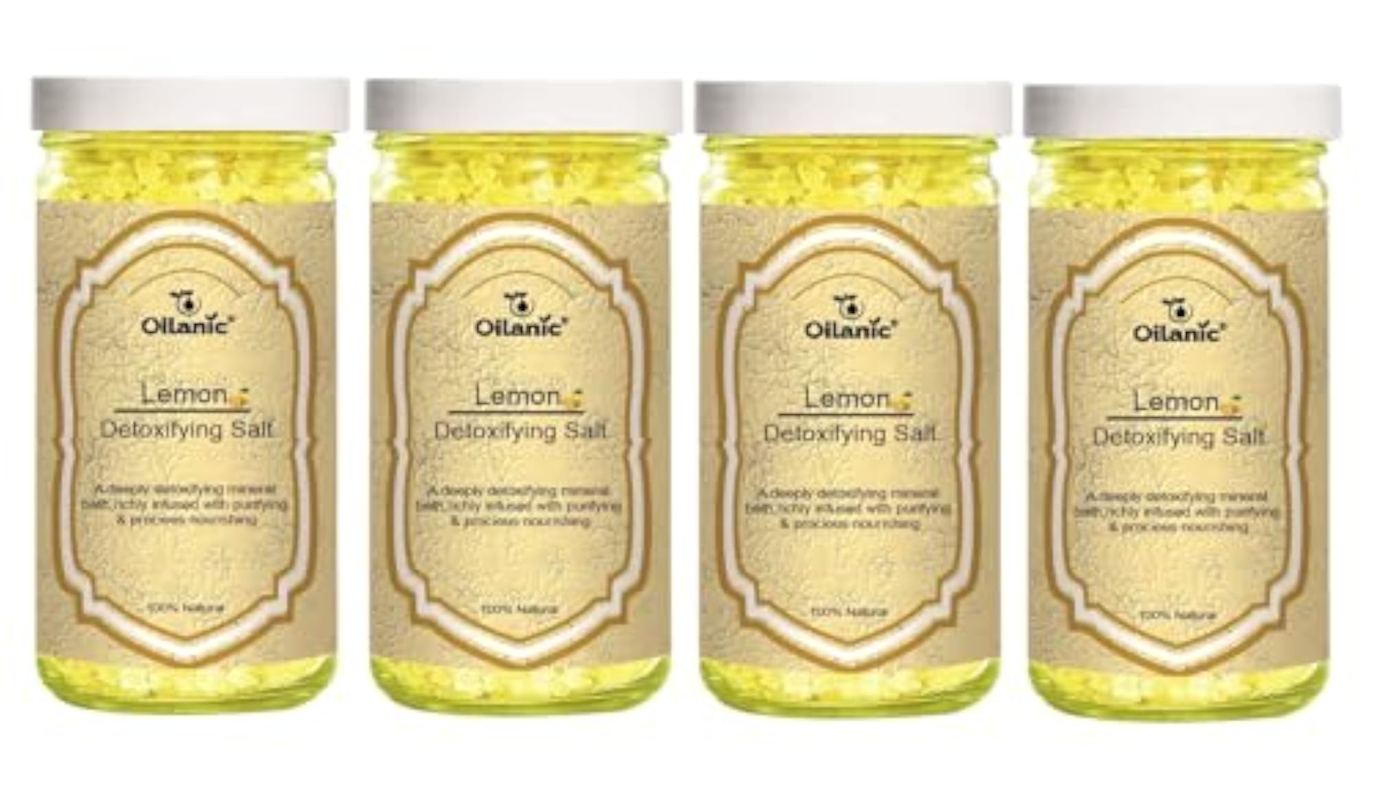 Lemon Detox Bath Salt Pack of 4, Natural Exfoliating Soak