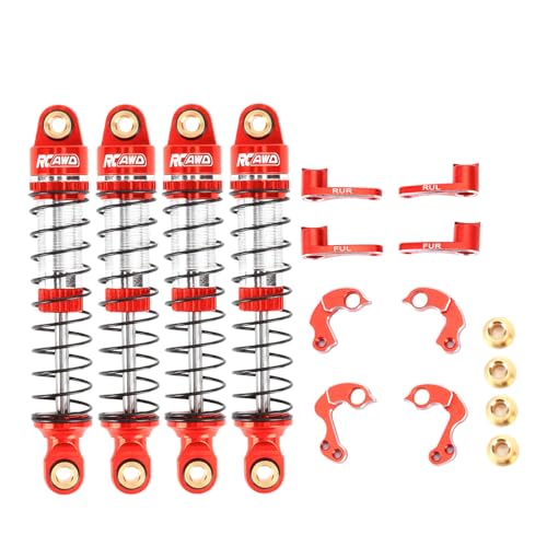 RCAWD 65mm TRX4M Shock Flex Blades Holder Mount Set for 1/18 TRX4M Front Rear Shocks Tower Upgrades Part Red
