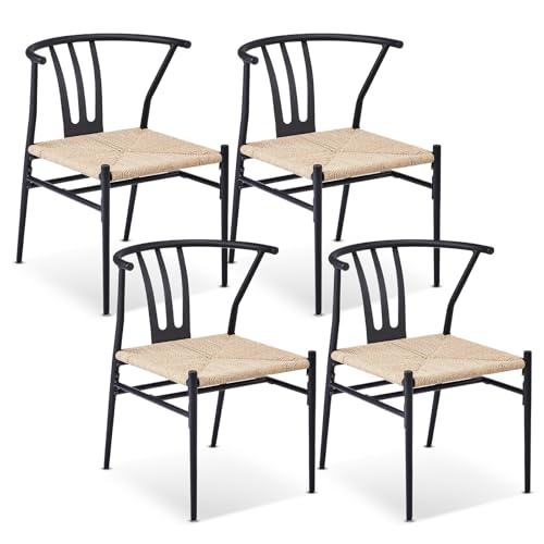 VINGLI 4PCS Wishbone Chairs Mid-Century Modern Dining Chairs, 350LBS Capacity Sturdy Metal Frame...
