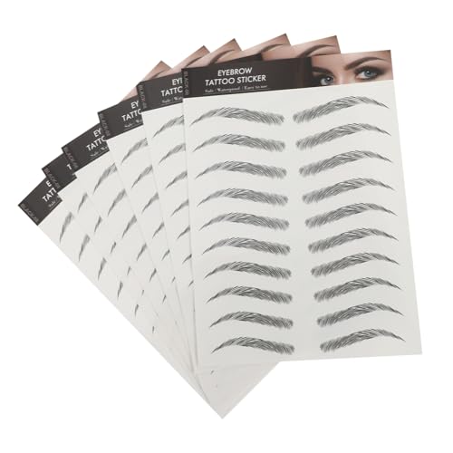 BAZEITFLOW 6 hojas Pegatinas de Cejas Tatuajes Temporales Impermeables Aspecto Natural Fácil Aplicación para Maquillaje Profesional