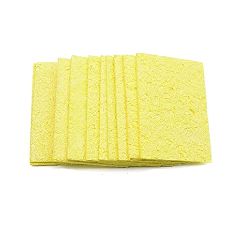 Soldering Iron Cleaning Sponge Replacement, Solder Tip Welding Clean Pads, Rectangle, Yellow, 51mmx35mm, Pack of 10