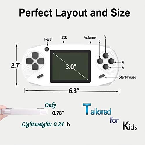 Beijue 16 Bit Handheld Games for Kids Adults 3.0'' Large Screen Preloaded 100 HD Modern Video Games Seniors Electronic Game Player for Boys Girls Birthday Xmas Present (White) 6 4106MKOBtML. AC