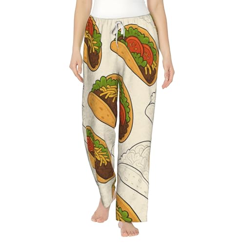 Pantalon de pyjama en polaire pour femme avec motifs tacos amusants en flanelle