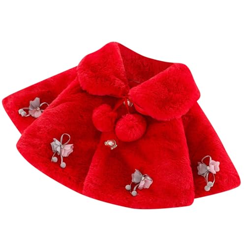 Newborn Baby Bow Knot Faux Cloak Coat Cute Toddler Infant Girls Windproof Cape Jacket Winter Warm Solid Color Clothes
