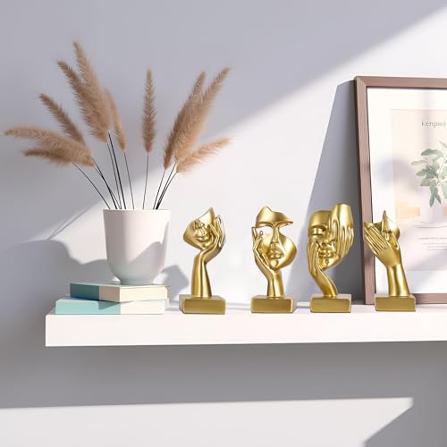 Set de 4 Figuras Abstractas Doradas Thinker Decoración Hogar miniatura 4