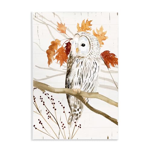 Stupell Industries Owl in Fall Forest Animal Watercolor Painting Wall Plaque, 10x15, Design by Artist Victoria Borges