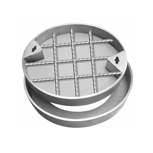 Coperchio e Telaio per pozzetto di ispezione a Incasso per impieghi gravosi, Rotondi, Resistenti alla Pressione, durevoli, Ideali per Uso Stradale, da Giardino e Industriale.