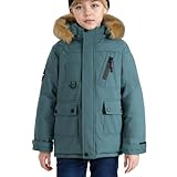 [Panegy] 子供 ジャケット キッズ ダウン コート フード付き 暖かい ジュニア 子供服 男の子 アウター 女の子 軽量 中綿 ロング丈 通園 通学 ボーイズ 防寒対策 保温 秋 冬 グリーン 150