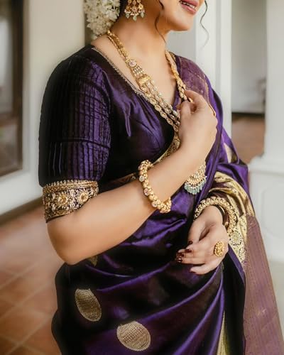 Image of Sugathari Women's Maroon Banarasi Kanchipuram Art Silk Saree for Women - Traditional Wedding & Party Saree with Blouse Piece - Ethnic Indian Silk Saree for Bridal, Festive (KS-156)