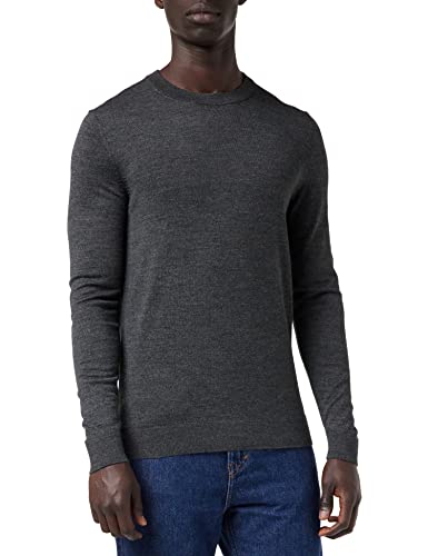 SELECTED HOMME BLACK Slhtown Merino Coolmax Knit Crew B Noos Sweater - Mélange de gris moyen. - M Cover