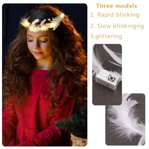HIQE-FL LED Feather Wreath Headband, Pack of 16 LED Flower Wreaths, Luminous Hair Wreaths, LED Flower Wreath - Image 3