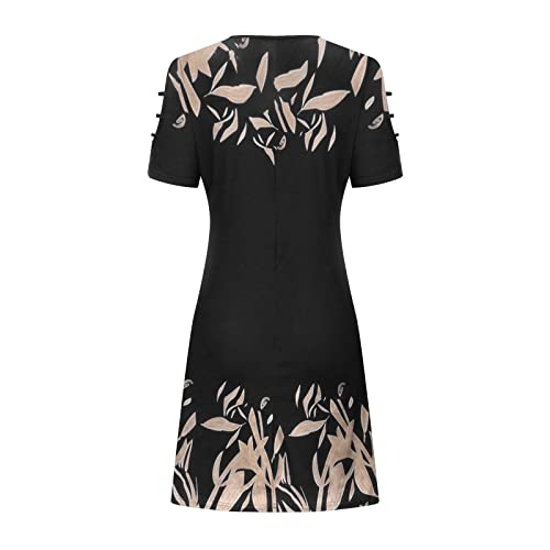 Women's Summer Cold Shoulder Short Sleeve Midi Dress Ladies V Neck Elegant Mini Dresses Party Beach Evening Prom Dress Floral Print Casual Sundress UK