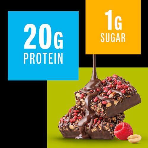 Image of KIND Protein MAX Bars, Raspberry Cocoa Crisp, Gluten Free, Low Sugar, High Fiber Snacks, 20g Protein, 12 Count