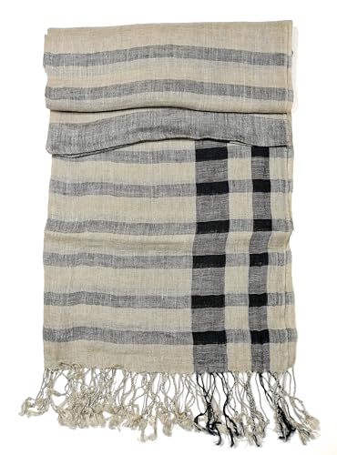 Image of Shanlin Unisex Natural Color 100% Linen Scarves for Men and Women