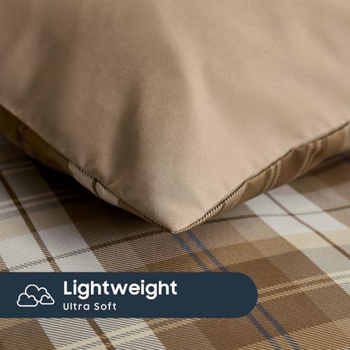 Image of Wake In Cloud - Plaid Comforter Set, Scottish Tartan Check Geometric Modern Pattern Printed, Soft Lightweight Bedding, 3 Pieces, Brown, Full Size