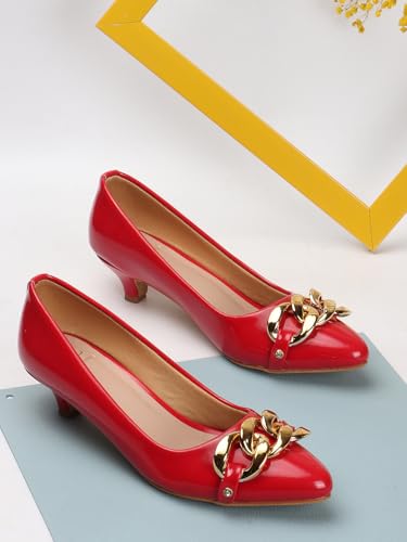 Image of Carlton London Women Stylish Slipon Pump Shoes with Kitten Heels, Pointed Toe