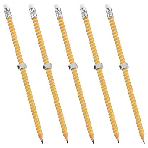 Lápiz de Madera para Fidget,5 Unidades Lápices Giratorios De Madera Con Peso Para Escribir - Bolígrafo Silencioso Juguete Sensorial Viaje Estudiantes Profesores Adultos Todas las Edades