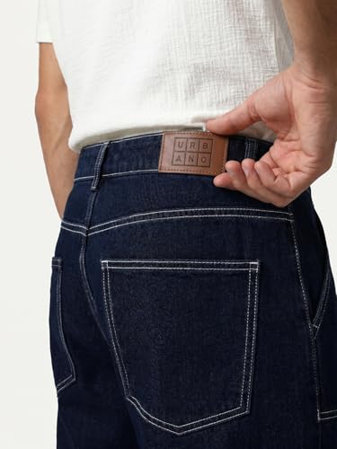 Image of Urbano Fashion Men's Loose Baggy Fit Washed Denim Jeans Non-Stretchable