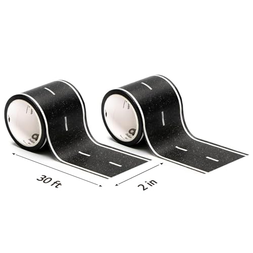 PlayTape Road Tape and Curves for Toy Cars - 1 Roll of 30 ft. x 4 in. Black Road + 1 Roll of 12 Curves - Thumbnail 3