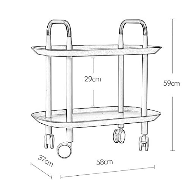 2 Tier Food Cart Wooden Stand with Polypropylene Trays and Lockable Wheels for Kitchen, Hotel, Restaurant, and Nursing Home.-hqpejDKz