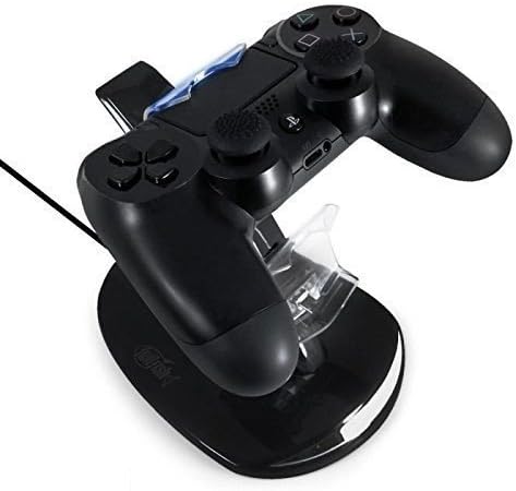 PS4 Dual Controller Dock (Holds and Charges Upto 2 Game Pad Controllers During Charge) - Designed by Orzly Exclusively for Sony Playstation 4 (PS-4) Traditional Type Game Pads