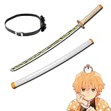 Espada Demon Slayer De 76 Cm/104 Cm, Cuchillo De Madera Katana, Espada Samurái De Bambú Agatsuma Zenitsu Con Vaina, Una Variedad De Estilos Para Elegir ( Color : Agatsuma Zenitsu-A , Size : 104cm/40.9