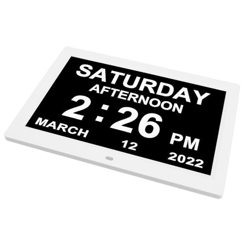 Orologio Giornaliero, Calendario Digitale 100-240 V Dampen Automatico 12 Allarme Personalizzato 12 Pollici 8 Lingue per Anziani (Spina europea)