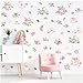 56 Pezzi Adesivo murale fiori rosa,acquerello Rose Fiore Adesivi da Parete per Stanza Delle Ragazze,Romantico Peonia Fiore Sticker Murali per Camerette Bambini Soggiorno Asilo Nido Festa Decorazioni