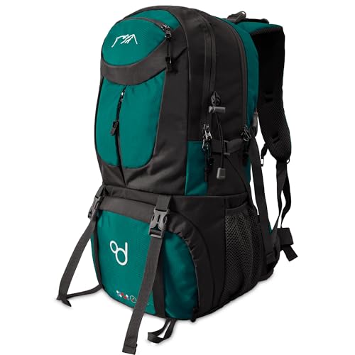 OcioDual Mochila Senderismo 50 Litros, Mochila Trekking, Montaña y Camino de Santiago, Multifuncional, Ligera, Mochilas Hombre para Camping, Acampada, Marcha Nórdica, Supervivencia, Turquesa