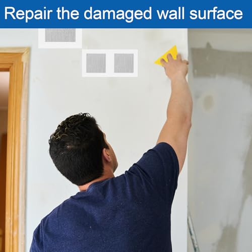 15 Stück Wandreparaturflicken aus Aluminium selbstklebend 2/4/6 Zoll Reparatur von selbstklebenden Flicken, mit 2 Glaspapier & 1 Stuckmessern, für Gipskarton, Reparatur von Rissen Wand