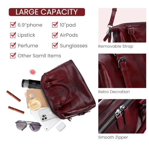 Image of HESHE Leather Tote Bag Shoulder Purses for Women Satchel Crossbody Handbags | Genuine leather Designer Top Handle Work Travel Bags Large Capcity Crossbody Ladies
