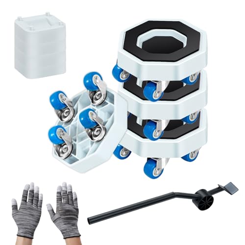 Kit de roulettes pour Meubles Charge Lourde, Lève-Meuble avec roulettes Rotatives À 360° Et Frein, 9 Pièces Leve Meuble, Deplace Meuble Lourd sans Effort,...