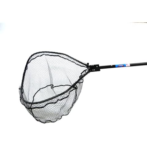 Ranger Nets Knotless Flat Bottom Rubber Coated Net with Telescopic Octagon Handle, 20x20-Inch, Black Cover