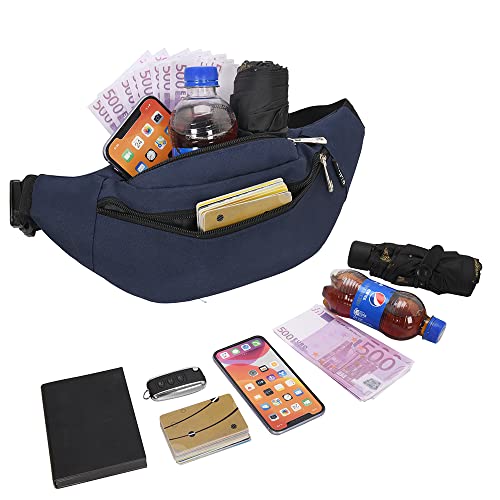 Bauchtasche für Damen und Herren Gürteltasche Hüfttasche Doggy Bag Outdoor Sport Groß Handytasche Umhängetasche Camping Fitness Fahrrad Geld Pouch Pack