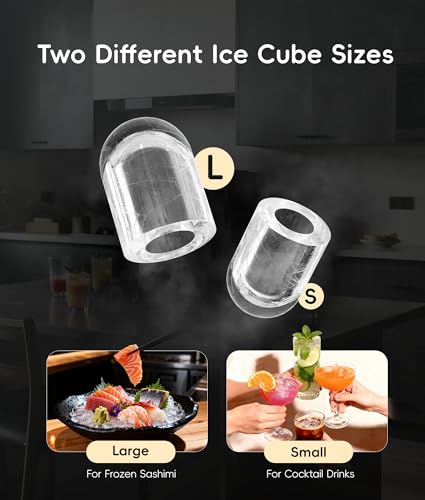 Image of ecozy Portable Ice Makers Countertop, 8 Cubes in 6 Mins, 26lbs /Day, Bullet Ice Maker Machine with 2 Ice Sizes, Self-Cleaning Ice Maker with Carry Handle for Home /Kitchen /Party /Travel - 2026 Version