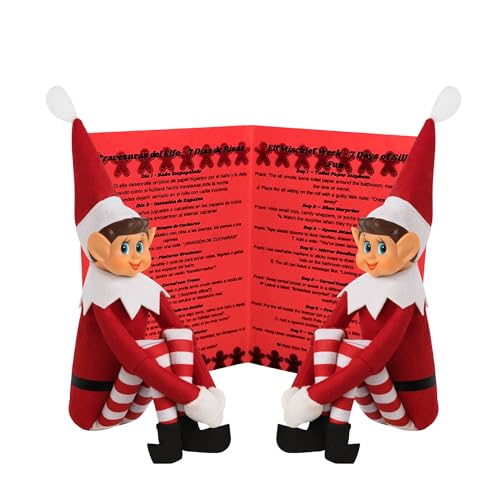 OnlyPRIME Weihnachts Elf Figur Bewegliche Weihnachtsdeko Figur mit Geschichte Elf Weihnachtsdekoration für Zuhause