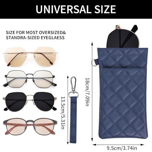Image of Double Eyeglass Case Soft Dual Glasses Case for Women Men Travel Squeeze Top Sunglasses Cases Eyeglasses Pouch