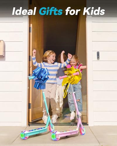 Gyroor KS2 Kids Electric Scooter for Ages 6&ndash;12, Safe 5 MPH Beginner E Scooter with Adjustable Handlebar, LED Lights, Rear Brake,Gyan