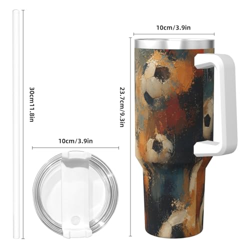 Vaso aislado de 40 oz de fútbol con tapa, el regalo ideal y reutilizable 6