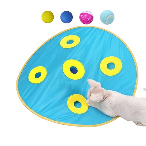 Juguete interactivo para gatos, multicolor, túnel para autoactividad con 4 bolas rodantes, diseño estimulante de cubierta eléctrica, juego de entretenimiento para gatos, vacaciones, Navidad, uso