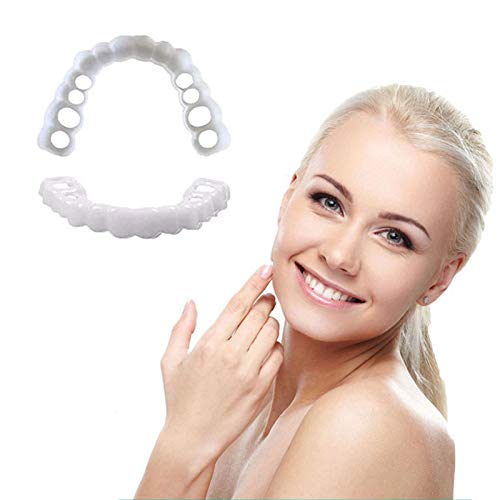 MRSM 1pairs Veneers Snap in Teeth Snap On Secure Top and Bottom Teeth to Perfect Smile Cosmetic Teethupper Lower Flex Dental Veneers