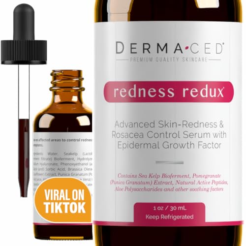 Redness Redux - Advanced Facial & Skin Redness Support Serum - EGF, Aloe Vera, Sea Kelp & More - Calming Redness Serum