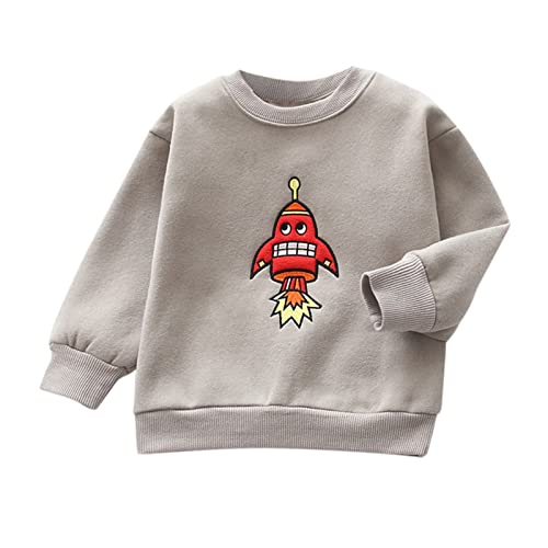 Kids Childr Toddler Boys Girls Cute Cartoon Embroidery Long Sleeve Thick Pullover Sweatshirt Less Talk More Walk