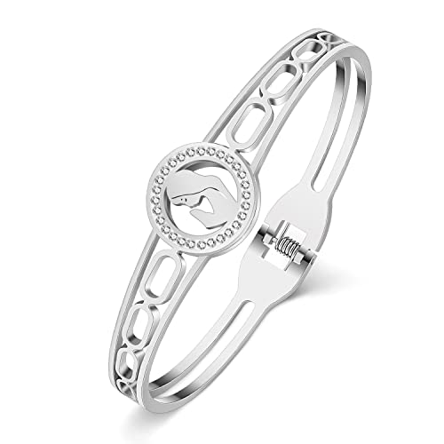 Bamay Stainless Steel 18K Gold Silver Plated Bangle Bracelets For Women Girls Mom Gifts Novelty Jewelry (Silver Plated Women) #TOP1