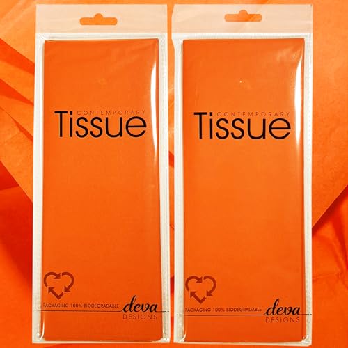 Orange Tissue | 8 Sheets of Tissue Paper | 2 Packs Each with 4 Sheets Premium Quality Tissue | Biodegradable Packaging | Each Sheet 50x70cm Ideal for Gift Wrapping and Crafting