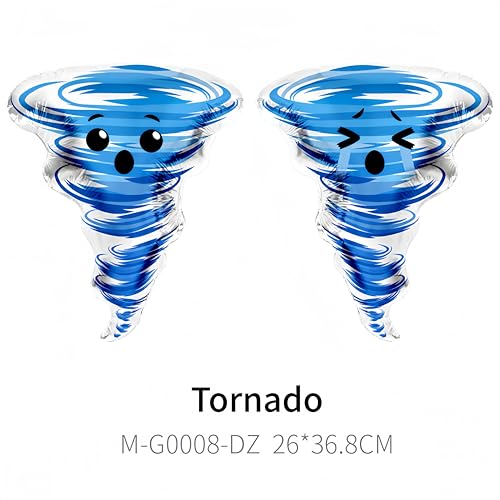 4Pcs Tornado Balloons TwoNado 2nd Birthday Decor for Boys, 26’’ Blue Silver Tornado + 14’’ Mini Smiling Twister Balloons, Storm Theme Party Supplies for Toddler, Baby Shower by baoonworlld - Used condition - Image 4